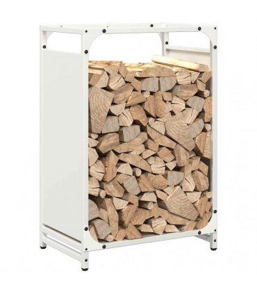 vidaXL Firewood Rack White 44x28x65 cm Cold-rolled steel — Size: 44 x 28 x 65 cm