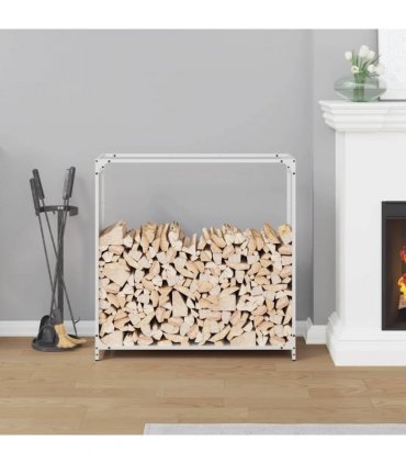 vidaXL Firewood Rack White 90x28x90 cm Cold-rolled steel — Size: 90 x 28 x 90 cm