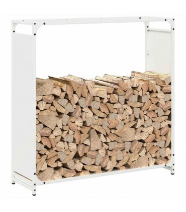 vidaXL Firewood Rack White 90x28x90 cm Cold-rolled steel — Size: 90 x 28 x 90 cm