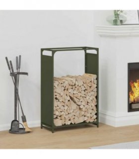 vidaXL Firewood Rack Olive Green 60x28x90 cm Cold-rolled steel — Size: 60 x 28 x 90 cm