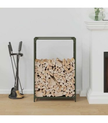 vidaXL Firewood Rack Olive Green 60x28x90 cm Cold-rolled steel — Size: 60 x 28 x 90 cm