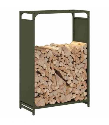 vidaXL Firewood Rack Olive Green 60x28x90 cm Cold-rolled steel — Size: 60 x 28 x 90 cm