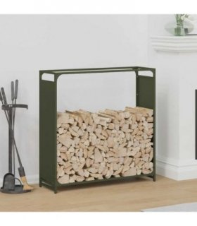 vidaXL Firewood Rack Olive Green 90x28x90 cm Cold-rolled steel — Size: 90 x 28 x 90 cm