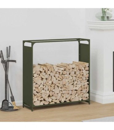 vidaXL Firewood Rack Olive Green 90x28x90 cm Cold-rolled steel — Size: 90 x 28 x 90 cm