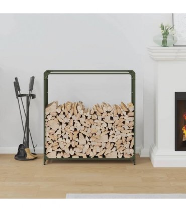 vidaXL Firewood Rack Olive Green 90x28x90 cm Cold-rolled steel — Size: 90 x 28 x 90 cm
