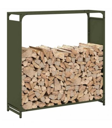 vidaXL Firewood Rack Olive Green 90x28x90 cm Cold-rolled steel — Size: 90 x 28 x 90 cm