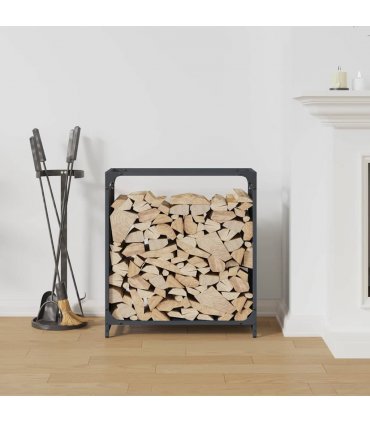 vidaXL Firewood Rack Anthracite 60x28x65 cm Cold-rolled steel — Size: 60 x 28 x 65 cm