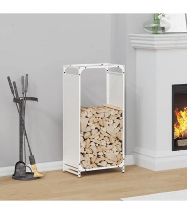 vidaXL Firewood Rack White 44x28x90 cm Cold-rolled steel — Size: 44 x 28 x 90 cm