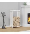 vidaXL Firewood Rack White 44x28x90 cm Cold-rolled steel — Size: 44 x 28 x 90 cm
