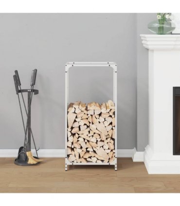 vidaXL Firewood Rack White 44x28x90 cm Cold-rolled steel — Size: 44 x 28 x 90 cm
