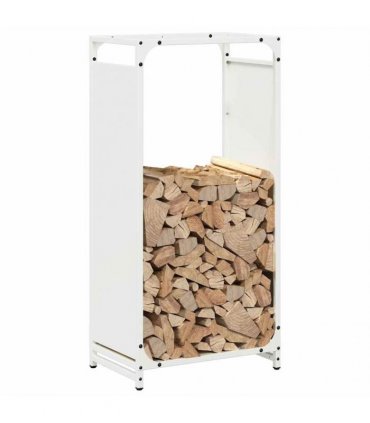 vidaXL Firewood Rack White 44x28x90 cm Cold-rolled steel — Size: 44 x 28 x 90 cm