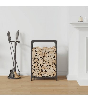 vidaXL Firewood Rack Black 44x28x65 cm Cold-rolled steel — Size: 44 x 28 x 65 cm