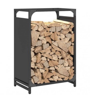 vidaXL Firewood Rack Black 44x28x65 cm Cold-rolled steel — Size: 44 x 28 x 65 cm