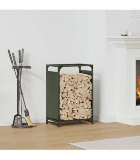 vidaXL Firewood Rack Olive Green 44x28x65 cm Cold-rolled steel — Size: 44 x 28 x 65 cm