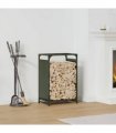 vidaXL Firewood Rack Olive Green 44x28x65 cm Cold-rolled steel — Size: 44 x 28 x 65 cm