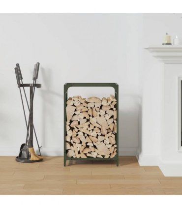 vidaXL Firewood Rack Olive Green 44x28x65 cm Cold-rolled steel — Size: 44 x 28 x 65 cm