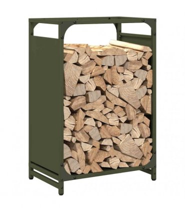 vidaXL Firewood Rack Olive Green 44x28x65 cm Cold-rolled steel — Size: 44 x 28 x 65 cm