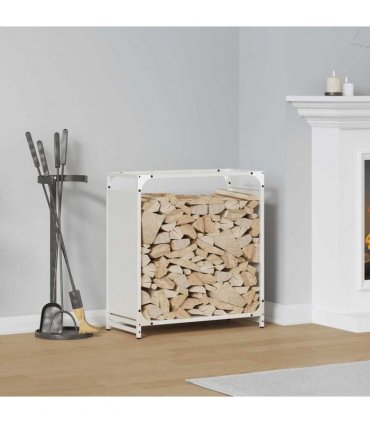 vidaXL Firewood Rack White 60x28x65 cm Cold-rolled steel — Size: 60 x 28 x 65 cm