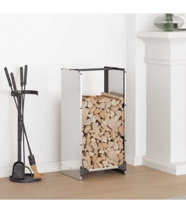 vidaXL Firewood Rack 40x30x80 cm Stainless Steel — Model: plain design