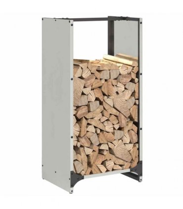 vidaXL Firewood Rack 40x30x80 cm Stainless Steel — Model: plain design