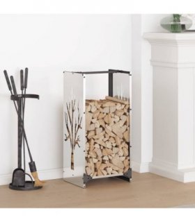 vidaXL Firewood Rack 40x30x80 cm Stainless Steel — Model: tree pattern