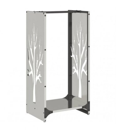 vidaXL Firewood Rack 40x30x80 cm Stainless Steel — Model: tree pattern
