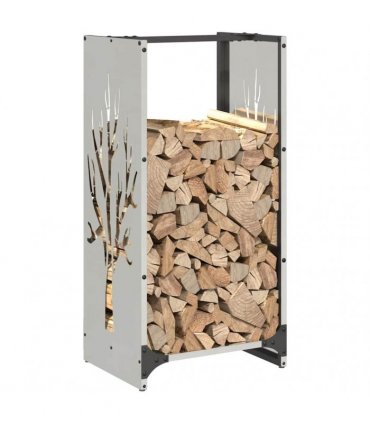 vidaXL Firewood Rack 40x30x80 cm Stainless Steel — Model: tree pattern