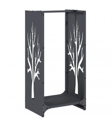 vidaXL Firewood Rack Anthracite 40x30x80 cm Cold-rolled steel — Model: tree pattern