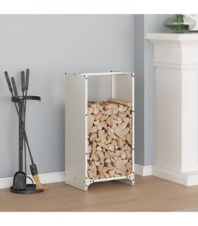vidaXL Firewood Rack White 40x30x80 cm Cold-rolled steel — Model: plain design
