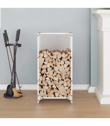 vidaXL Firewood Rack White 40x30x80 cm Cold-rolled steel — Model: plain design