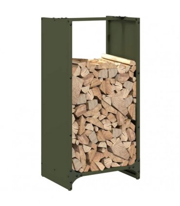 vidaXL Firewood Rack Olive Green 40x30x80 cm Cold-rolled steel — Model: plain design
