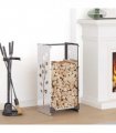 vidaXL Firewood Rack 40x30x80 cm Stainless Steel — Model: leaf pattern