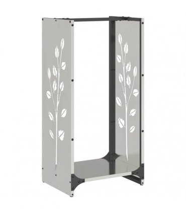 vidaXL Firewood Rack 40x30x80 cm Stainless Steel — Model: leaf pattern
