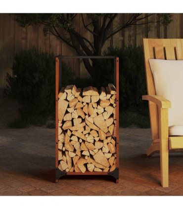 vidaXL Firewood Rack 40x30x80 cm Weathering Steel — Model: leaf pattern