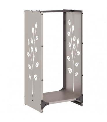 vidaXL Firewood Rack 40x30x80 cm Weathering Steel — Model: leaf pattern