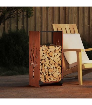 vidaXL Firewood Rack 40x30x80 cm Weathering Steel — Model: tree pattern