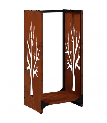 vidaXL Firewood Rack 40x30x80 cm Weathering Steel — Model: tree pattern