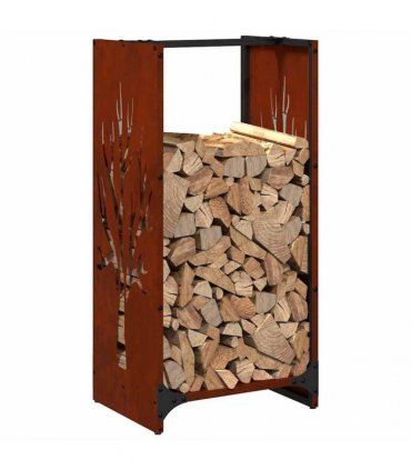 vidaXL Firewood Rack 40x30x80 cm Weathering Steel — Model: tree pattern