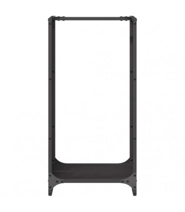 vidaXL Firewood Rack Black 40x30x80 cm Cold-rolled steel — Model: leaf pattern
