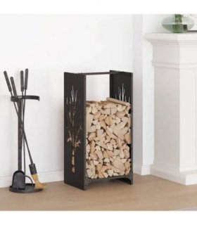 vidaXL Firewood Rack Black 40x30x80 cm Cold-rolled steel — Model: tree pattern