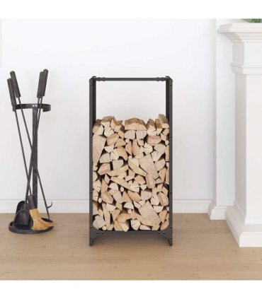vidaXL Firewood Rack Black 40x30x80 cm Cold-rolled steel — Model: tree pattern