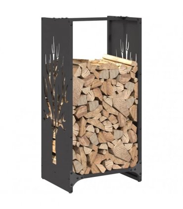 vidaXL Firewood Rack Black 40x30x80 cm Cold-rolled steel — Model: tree pattern