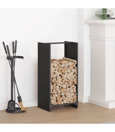vidaXL Firewood Rack Black 40x30x80 cm Cold-rolled steel — Model: plain design