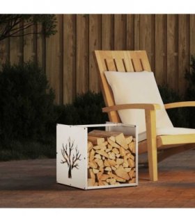 vidaXL Firewood Rack White 40x40x40 cm Cold-rolled steel — Model: tree