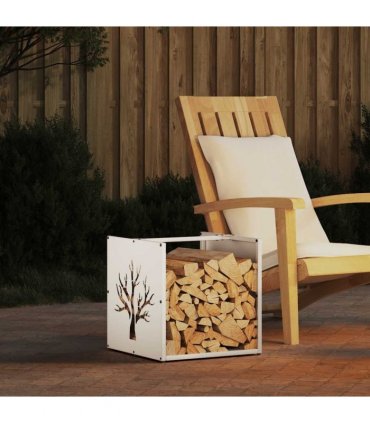vidaXL Firewood Rack White 40x40x40 cm Cold-rolled steel — Model: tree