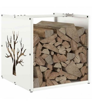 vidaXL Firewood Rack White 40x40x40 cm Cold-rolled steel — Model: tree