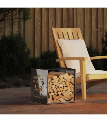vidaXL Firewood Rack 40x40x40 cm Stainless Steel — Model: reindeer