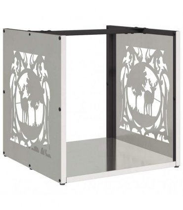 vidaXL Firewood Rack 40x40x40 cm Stainless Steel — Model: reindeer