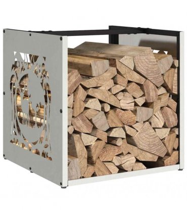 vidaXL Firewood Rack 40x40x40 cm Stainless Steel — Model: reindeer