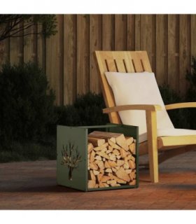 vidaXL Firewood Rack Olive Green 40x40x40 cm Cold-rolled steel — Model: tree